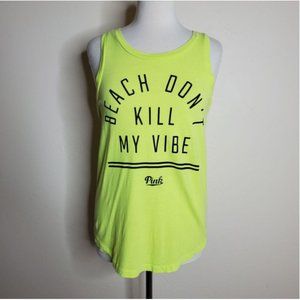 PINK Victoria's Secret Tank Top neon yellow Beach Vibes Size XS